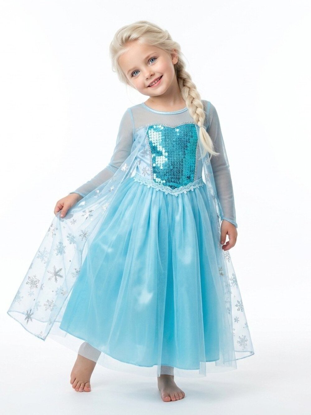 Ice Queen Inspired Blue Princess Dress Snowflake Tulle - Picture 3 of 3